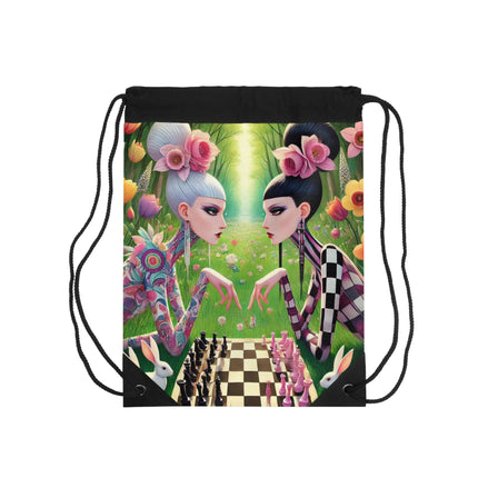 The Spring Gambit: A Fairy’s Move Drawstring Bag – Whimsical Chess & Spring Magic
