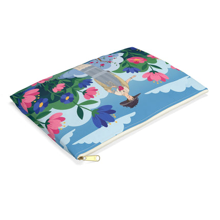 🌸🎩 The Lady Of The Grand Flower Garden Accessory Pouch – Art Deco Fashion Illustration