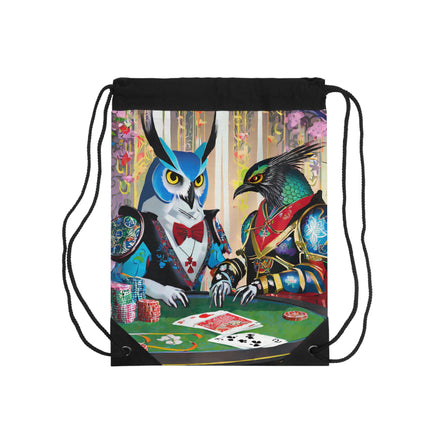 Cyberpunk Owl & Raven Drawstring Bag