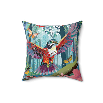 A Colorful Raptor Spun Polyester Square Pillow