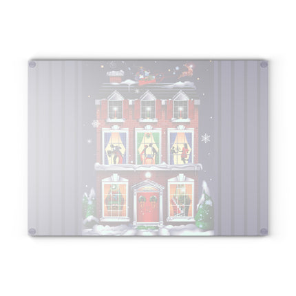 A Christmas Eve Celebration Glass Cutting Board