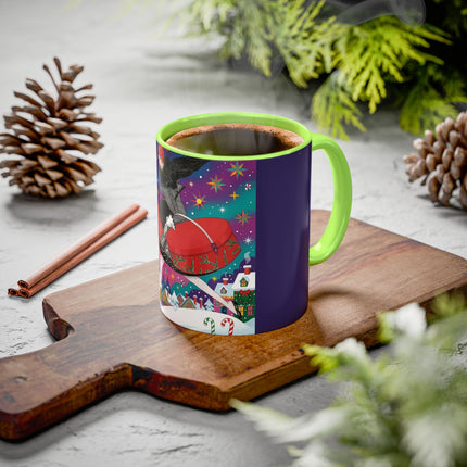 🎁✨ The Lady Of The Christmas Hatbox Colorful Mug – Art Deco Holiday Fantasy