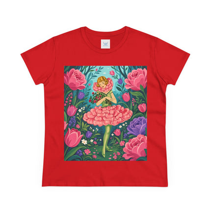 🌹🩰 The Rose Garden Dancer Cotton Tee – Art Deco Floral Whimsy