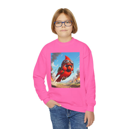 Cardinal Dive Bomber Youth Crewneck Sweatshirt – Action, Courage & High-Flying Adventure