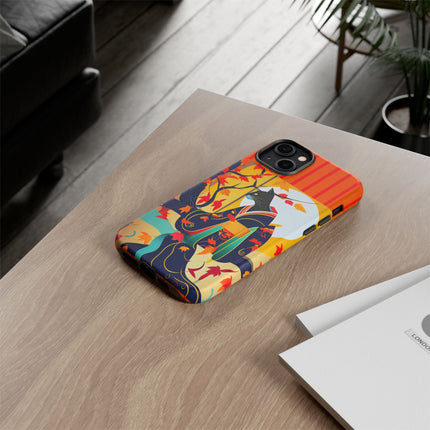 Black Cat in Kimono Phone Cases