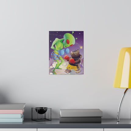 Cosmic Clash – Playful Alien and Bear Boxing Match