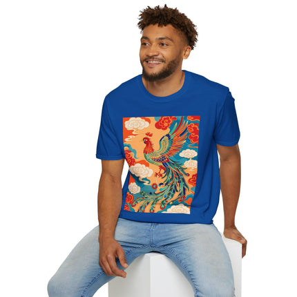 🐦🌞 The Celestial Phoenix Softstyle T-Shirt – Golden Clouds & Mythical Splendor