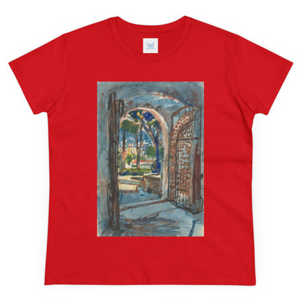 Gate in S. Miniato by Martin Monnickendam Women's Midweight Cotton Tee