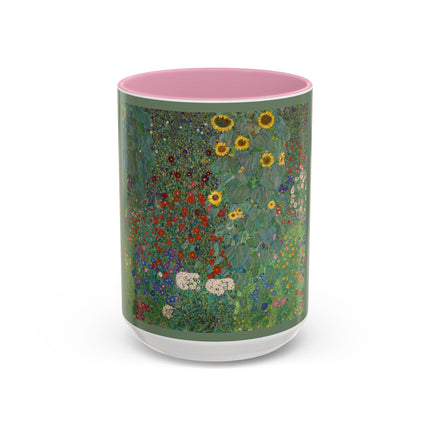 Farm Garden with Sunflowers by Gustav Klimt Colorful Mugs (11oz, 15oz)