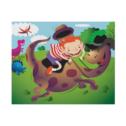 Rip-Roaring Fun – Playful Boy and Dinosaur Adventure