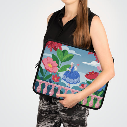 🌺🪭 The Lady Of The Grand Garden Terrace Laptop Sleeve – Art Deco Floral Elegance