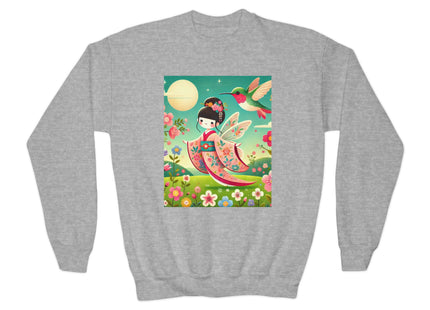 Geisha Fairy and the Hummingbird Blossom Youth Crewneck Sweatshirt