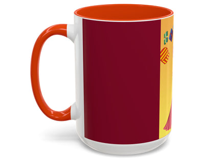 Elegant Holiday Woman with Gifts Colorful Mugs (11oz, 15oz)