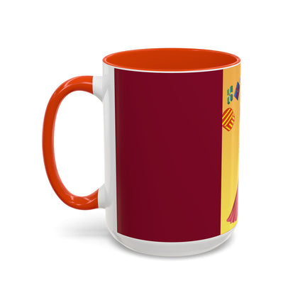 Elegant Holiday Woman with Gifts Colorful Mugs (11oz, 15oz)