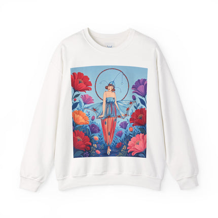 🎪🌺 The Flower Garden Harlequin Crewneck Sweatshirt – Art Deco Fashion Whimsy