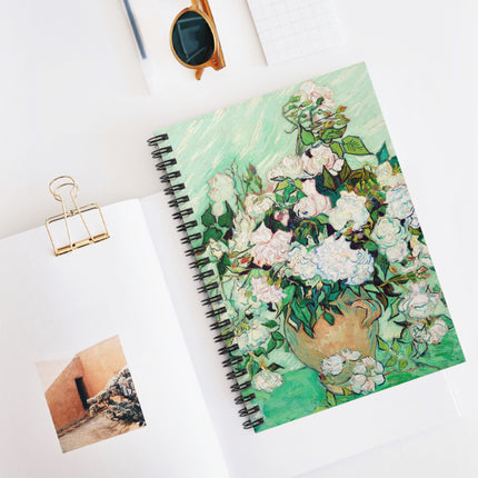 Roses by Vincent Van Gogh Spiral Notebook - Ruled Line