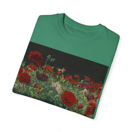 Poppies (A Study of Poppies for Carnation, Lily, Lily, Rose) by John Singer Sargent Unisex Garment-Dyed T-shirt