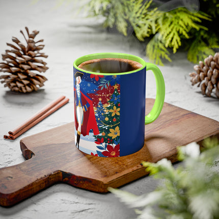 🎭❄️ The Christmas Masquerade Lady Colorful Mug – Art Deco Holiday Fantasy