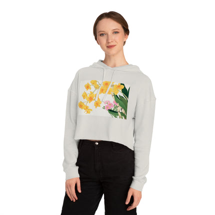 Golden Bow Orchid by Tanigami Kônan Women’s Cropped Hooded Sweatshirt