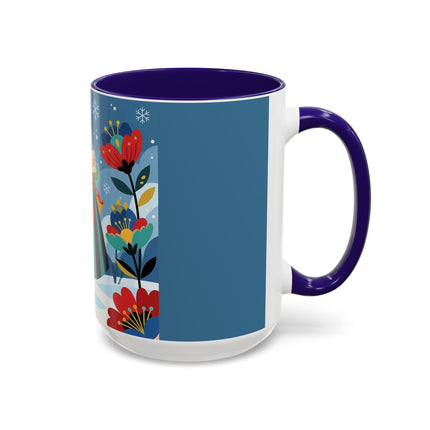 ❤️❄️ The Winter Heart Messenger Colorful Mug – Art Deco Snow Garden Fantasy