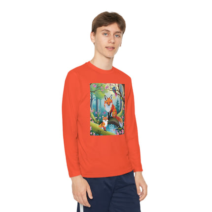 Mischievous Fox Youth Long Sleeve Competitor Tee – Woodland Fun & Storybook Adventure