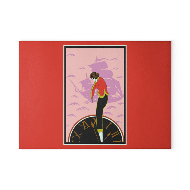 Woman Waiting for her Beloved at 1:59 Glass Cutting Board