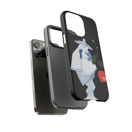 Blue & White Porcelain Geisha Phone Case – Elegant Mystery & Floral Grace