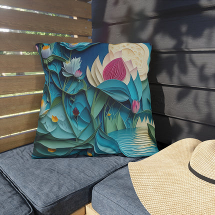 Ethereal Moonlit Lake Outdoor Pillows