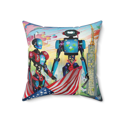High Fashion Cyberpunk CIA Robots Spun Polyester Square Pillow