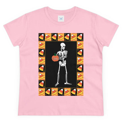 Candy Corn Skeleton Women's Midweight Cotton Tee