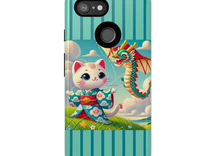 Geisha Kitten and the Dragon Kite Phone Cases