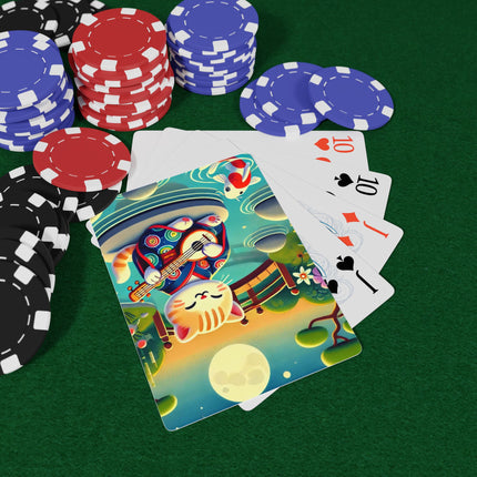 Melodic Kitten by the Koi Pond Playing Cards