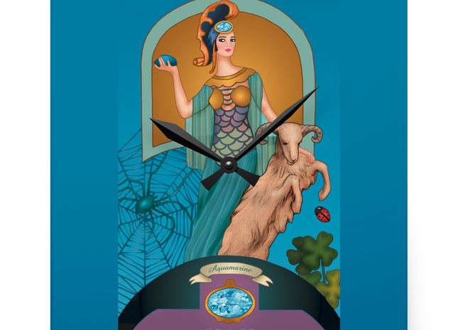 March & Aquamarine Zodiac Acrylic Wall Clock
