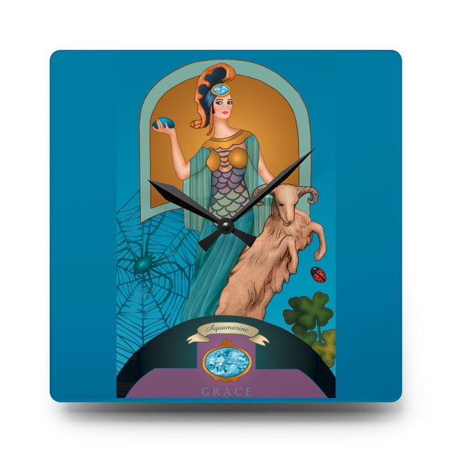 March & Aquamarine Zodiac Acrylic Wall Clock