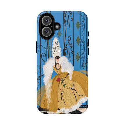 🎭🌹 The Lady At The Masquerade Gates Phone Case – Art Deco Fashion Illustration