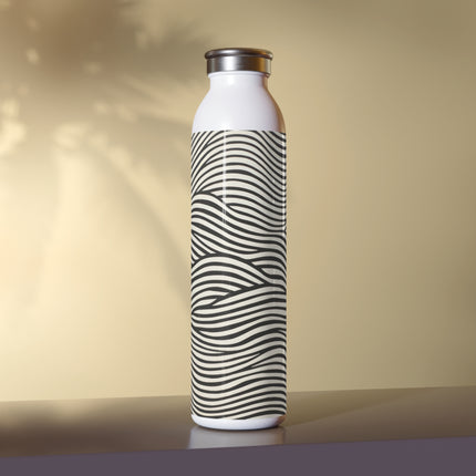 Wave Pattern on White Slim Water Bottle