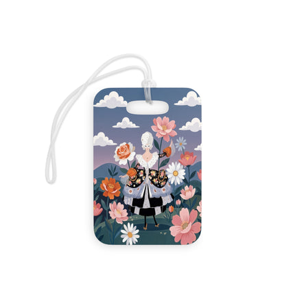 🌸🎀 The Grand Floral Promenade Luggage Tag – Art Deco Fashion Fantasy