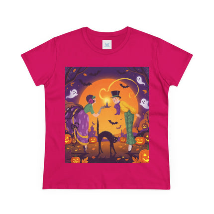 🎃🕯️ The Midnight Halloween Greeting Cotton Tee – Vintage Halloween Charm