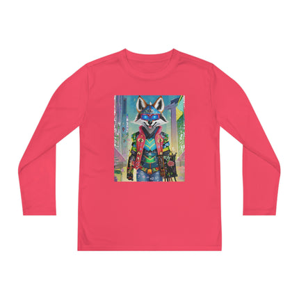 Cyber Hyena Youth Long Sleeve Competitor Tee – Neon Mischief & Futuristic Style