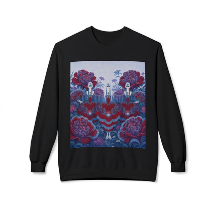 🎭🌺 The Enchanted Garden Masquerade Trio Midweight Crewneck Sweatshirt – Art Deco Floral Elegance