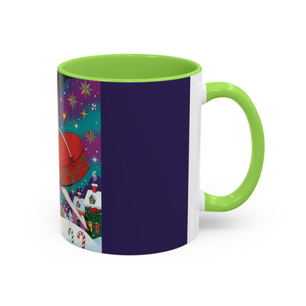 🎁✨ The Lady Of The Christmas Hatbox Colorful Mug – Art Deco Holiday Fantasy