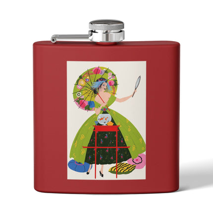 Lady with the Golden Fish Stainless Steel Flask – Whimsical Fashion & Playful Fantasy