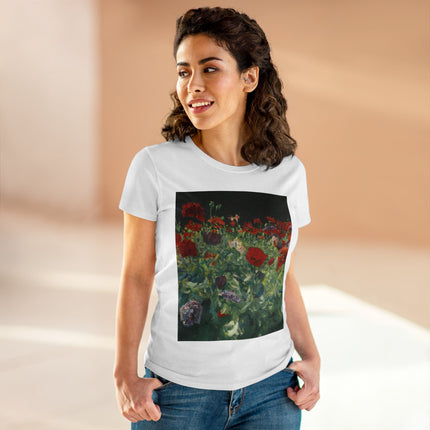 Poppies (A Study of Poppies for Carnation, Lily, Lily, Rose) by John Singer Sargent Women's Midweight Cotton Tee