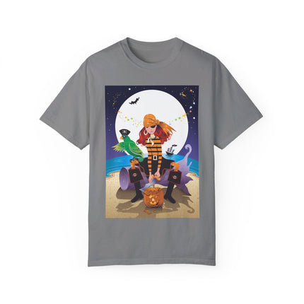 Moonlit Pirate Halloween Unisex Garment-Dyed T-shirt
