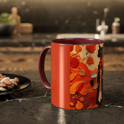 Siamese Cat at an Autumn Harvest Fair Colorful Mugs (11oz, 15oz)