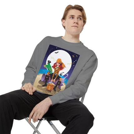 Moonlit Pirate Halloween Unisex Garment-Dyed Sweatshirt