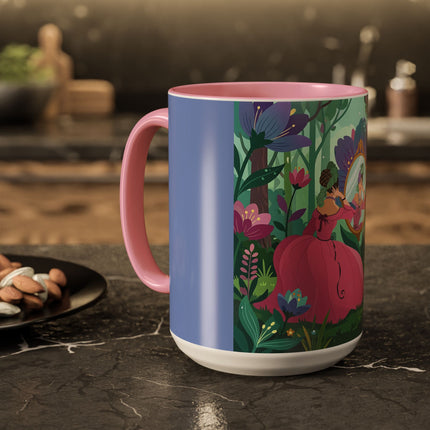 The Lady Of The Enchanted Mirror Colorful Mugs – Art Deco Botanical Elegance