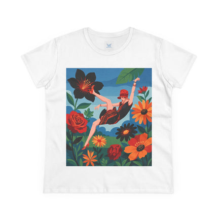 🌺✨ The Lady In The Fabulous Flowers Cotton Tee – Art Deco Floral Fantasy