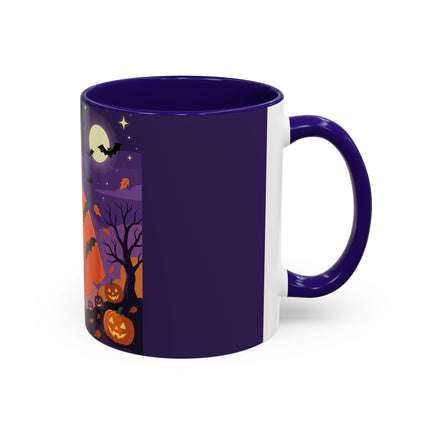🎃🌕 The Pumpkin Moon Enchantress Colorful Mug – Elegant Halloween Masquerade