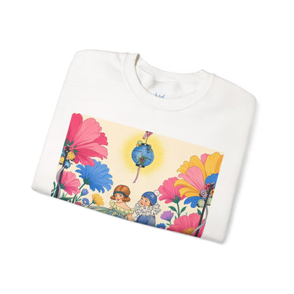 🌸🏮 The Lantern Garden Stroll Crewneck Sweatshirt – Art Deco Floral Whimsy